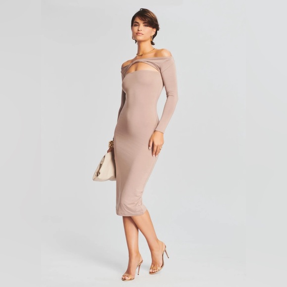 Ser.o.ya irene dress in dark beige - Picture 2 of 7